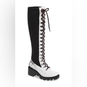Free People Black and White Lace Up Boots